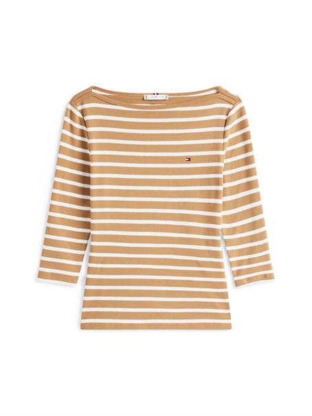 SLIM CODY BOAT-NK 3/4SLV hickory- ecru stp