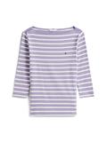 SLIM CODY BOAT-NK 3/4SLV purple- ecru stp