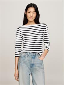 SLIM CODY RIB BOAT-NK LS breton ecru-desert sky