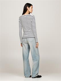 SLIM CODY RIB BOAT-NK LS breton ecru-desert sky