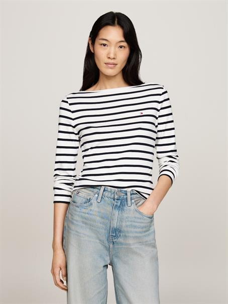 SLIM CODY RIB BOAT-NK LS breton ecru-desert sky