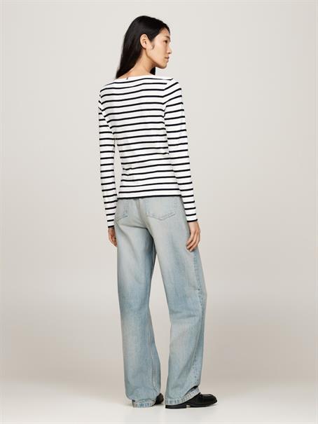 SLIM CODY RIB BOAT-NK LS breton ecru-desert sky