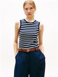 Slim Crew Neck Tank Top breton stripe dark night - ecru