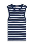 Slim Crew Neck Tank Top breton stripe dark night - ecru