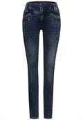 Slim Fit Denim in High Waist blue black random bleach