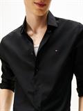 Slim Fit Flag Embroidery Poplin Shirt black