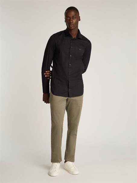 Slim Fit Flag Embroidery Poplin Shirt black