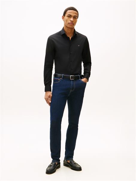 Slim Fit Flag Embroidery Poplin Shirt black