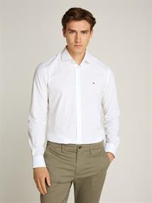 Slim Fit Flag Embroidery Poplin Shirt bright white