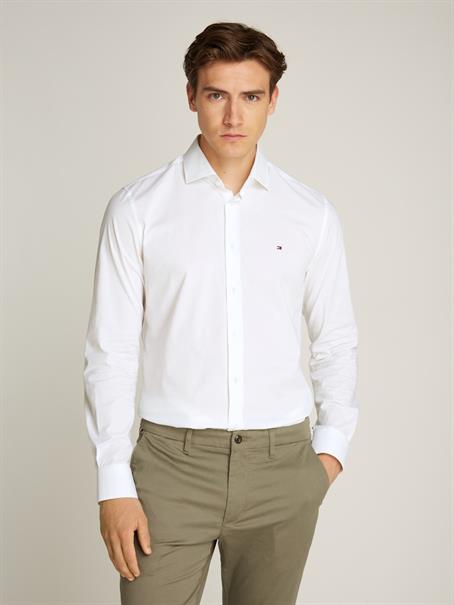 Slim Fit Flag Embroidery Poplin Shirt bright white