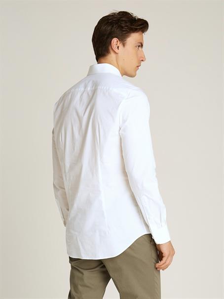 Slim Fit Flag Embroidery Poplin Shirt bright white