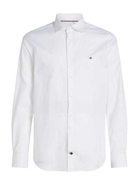 Slim Fit Flag Embroidery Poplin Shirt bright white