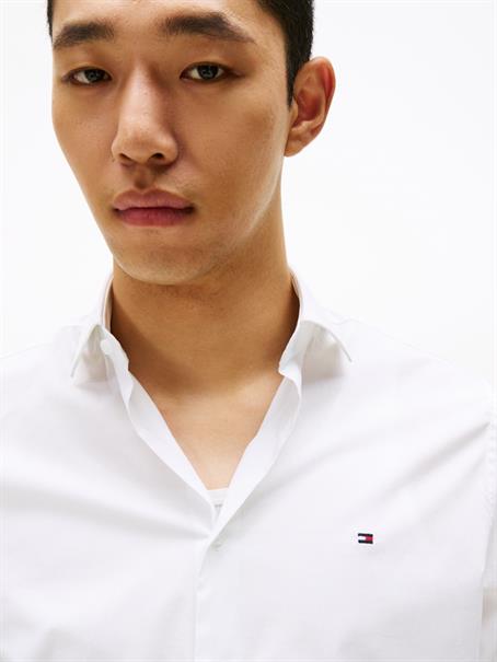 Slim Fit Flag Embroidery Poplin Shirt bright white