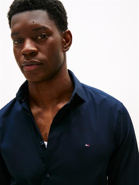 Slim Fit Flag Embroidery Poplin Shirt desert sky