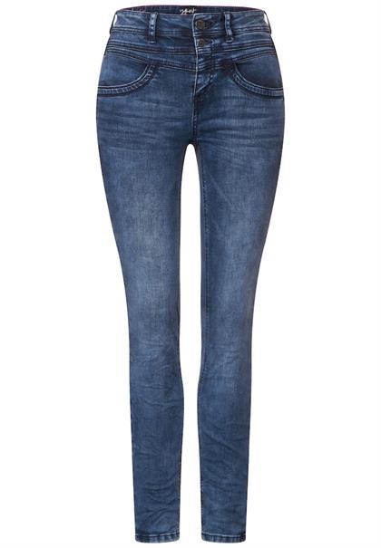 Slim Fit Jeans in High Waist dark indigo random wash