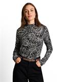 Slim Fit Langarmshirt mit Stehkragen black paisley