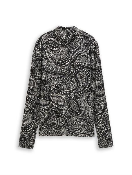 Slim Fit Langarmshirt mit Stehkragen black paisley