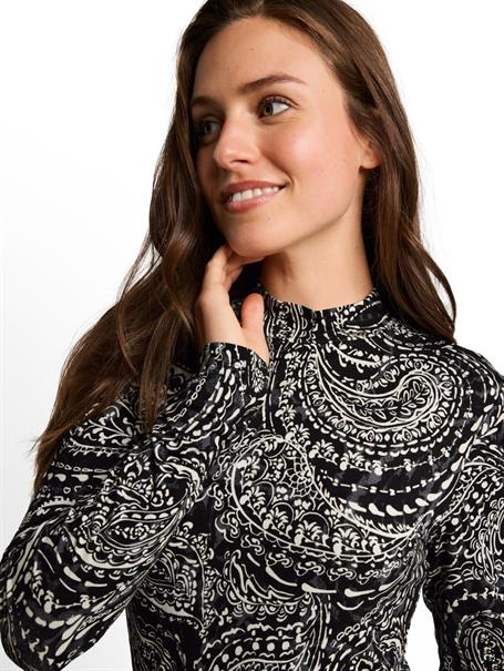Slim Fit Langarmshirt mit Stehkragen black paisley