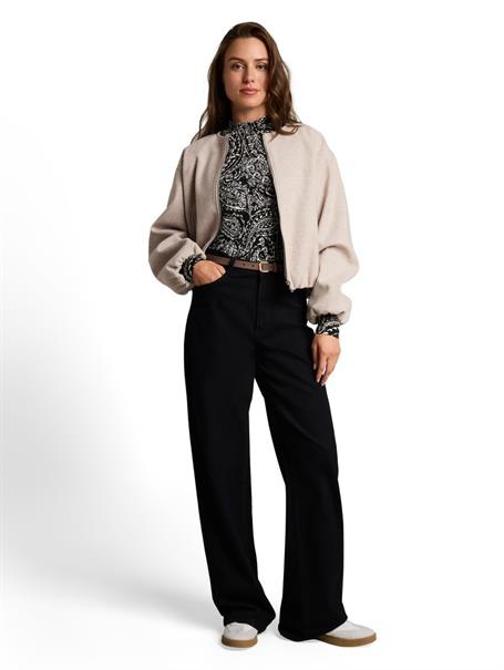 Slim Fit Langarmshirt mit Stehkragen black paisley