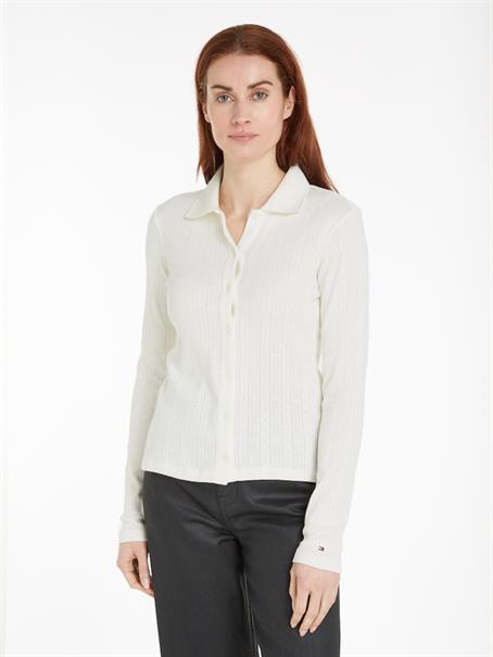 SLIM POINTELLE BTN DWN LS ancient white
