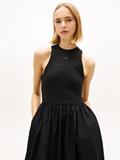 Slim Poplin Tank Top Maxi Dress black