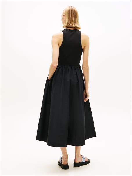 Slim Poplin Tank Top Maxi Dress black