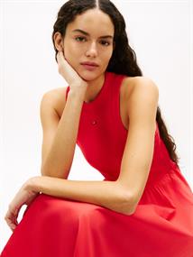 Slim Poplin Tank Top Maxi Dress red alert