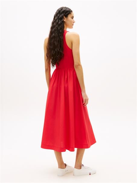 Slim Poplin Tank Top Maxi Dress red alert