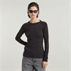 Slim rib keyhole r t l\s wmn dk black