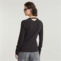 Slim rib keyhole r t l\s wmn dk black