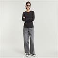 Slim rib keyhole r t l\s wmn dk black