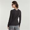 Slim rib keyhole r t l\s wmn dk black