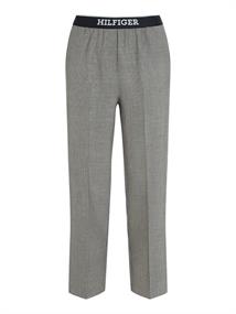 SLIM STRAIGHT LOGO PANT white check