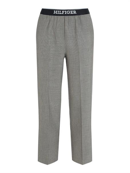 SLIM STRAIGHT LOGO PANT white check