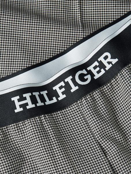 SLIM STRAIGHT LOGO PANT white check