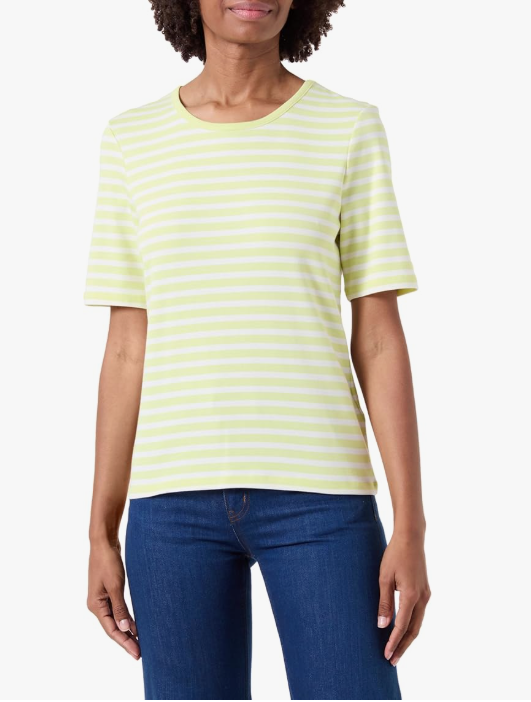 SLIM STRIPED 1X1 RIBBED SS T-SHIRT pastel lime
