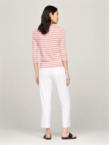 Slim Three-Quarter Sleeve Boat Neck T-Shirt breton stp- teaberry- ecru
