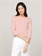 Slim Three-Quarter Sleeve Boat Neck T-Shirt breton stp- teaberry- ecru