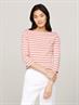 Slim Three-Quarter Sleeve Boat Neck T-Shirt breton stp- teaberry- ecru