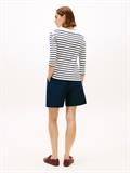 Slim Three-Quarter Sleeve Boat Neck T-Shirt ecru - dark night navy stripe