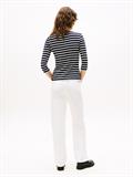Slim Three-Quarter Sleeve Boat Neck T-Shirt nos breton desert sky- ecru