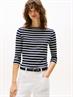 Slim Three-Quarter Sleeve Boat Neck T-Shirt nos breton desert sky- ecru