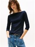 Slim Three-Quarter Sleeve Boat Neck T-Shirt nos desert sky