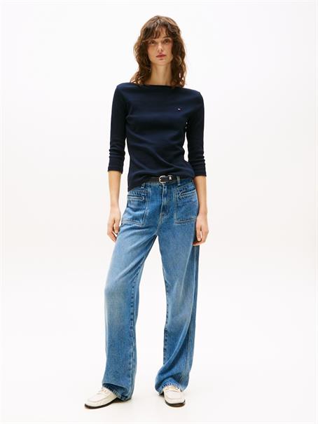 Slim Three-Quarter Sleeve Boat Neck T-Shirt nos desert sky