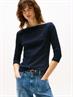 Slim Three-Quarter Sleeve Boat Neck T-Shirt nos desert sky