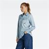 Slim Western shirt l\s wmn sun faded blue mist