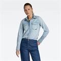 Slim Western shirt l\s wmn sun faded blue mist