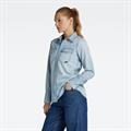 Slim Western shirt l\s wmn sun faded blue mist