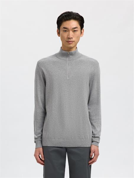 SLMBERG LS HALF ZIP NOOS medium grey melange