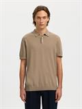 SLMBERG SS KNIT POLO NOOS savannah tan